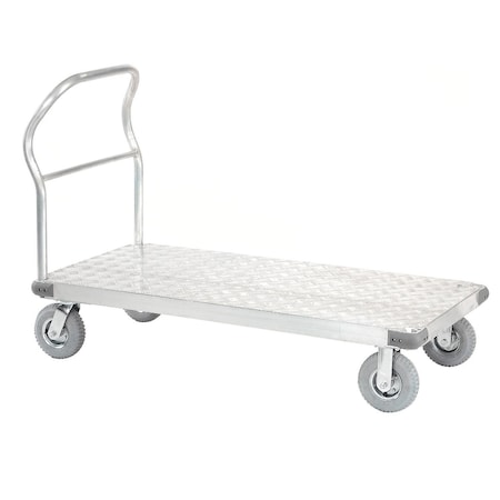 Global Industrial Platform Truck - Aluminum Diamond Deck, 48 x 30, 1200 Lb. Capacity, 8 Pneumatic Casters 232630